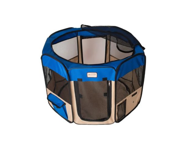 Armarkat Portable Pet Playpen In Blue and Beige Combo Supply