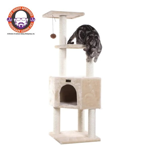 Real Wood 3 Levels Cat Tower for Kittens 48 Height Beige Online now