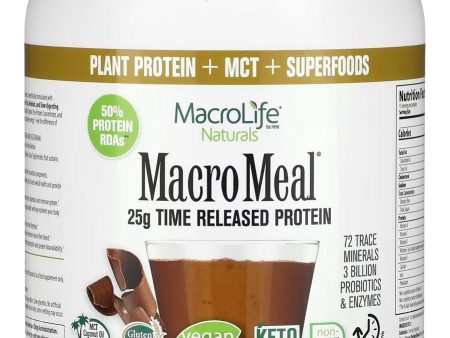 MacroLife Naturals, Macro Meal 25g Time Released Protein, Vegan Chocolate, 23.8 oz Online