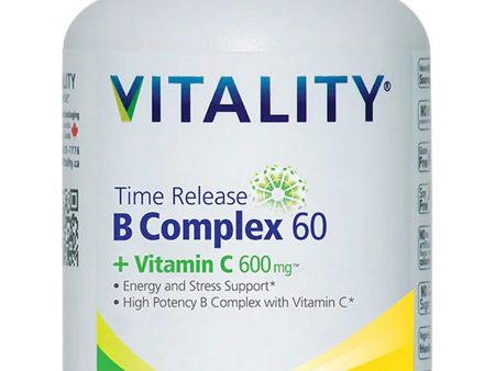 VITALITY, Time Release B Complex 60 + Vitamin C, 600 mg, 60 Tablets Hot on Sale