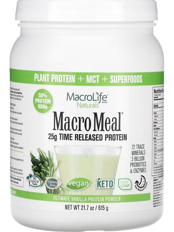 MacroLife Naturals, Macro Meal 25g Time Released Protein, Vegan Vanilla, 21.7 oz Sale