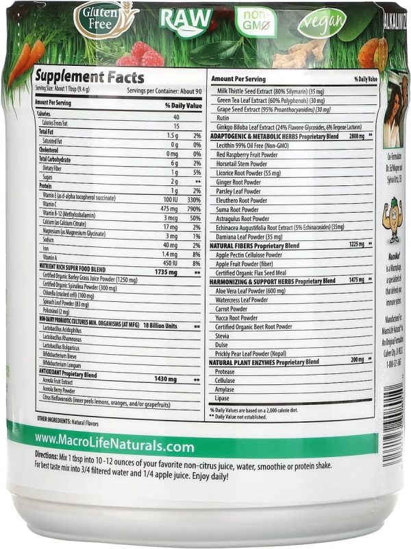 MacroLife Naturals, Macro Greens Superfood, 30 oz Online Hot Sale