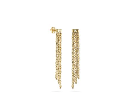 18k Yellow Gold 2mm Triple Classic Moon Bead Dop Earrings Online Sale