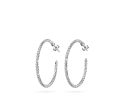 18k White Gold 35mm Classic Moon Bead Hoop Earrings Fashion