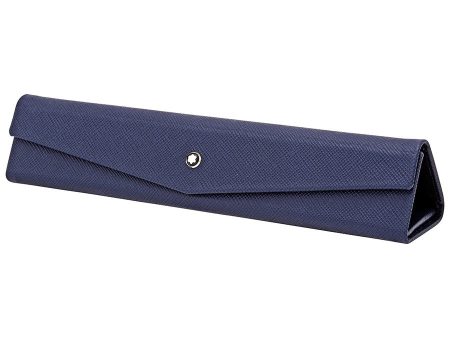 Blue Leather Sartorial Pen Pouch on Sale