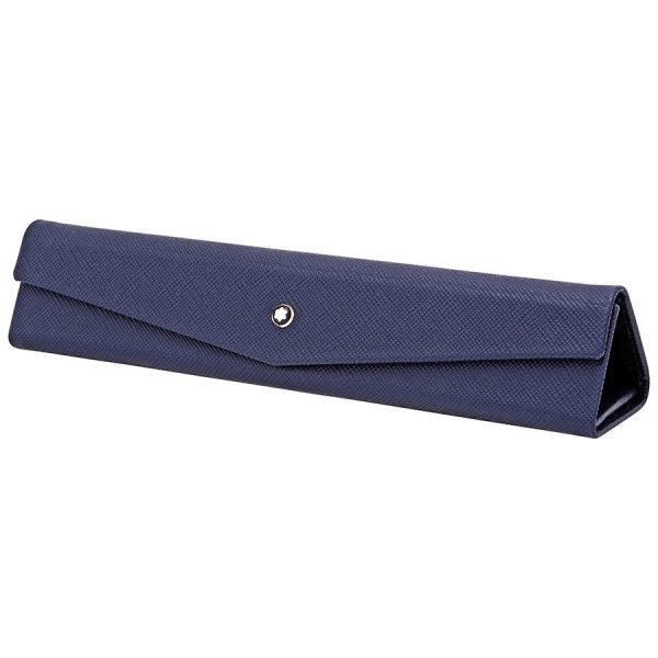 Blue Leather Sartorial Pen Pouch on Sale