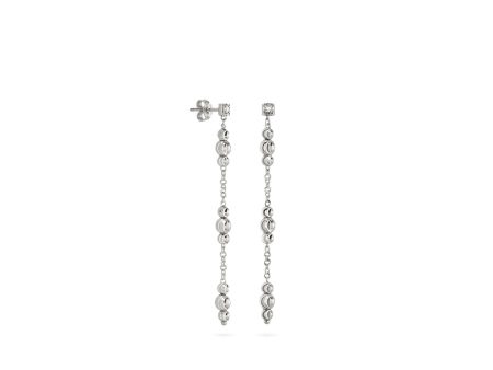 18k White Gold 3-4mm ADA Moon Bead Drop Earrings Cheap