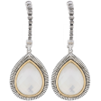 Sterling Silver Pear Shape Mother of Pearl With Yellow Gold Halo Drop Earring (3.19ct) Online now