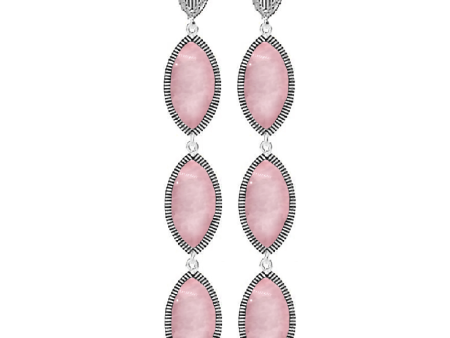 Sterling Silver Brite Pink Opal Marquise Triple Drop Earring Sale