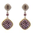 Sterling Silver & 18k Yellow Gold Purple Sapphire Cushion Earrings (.95ct) Sale