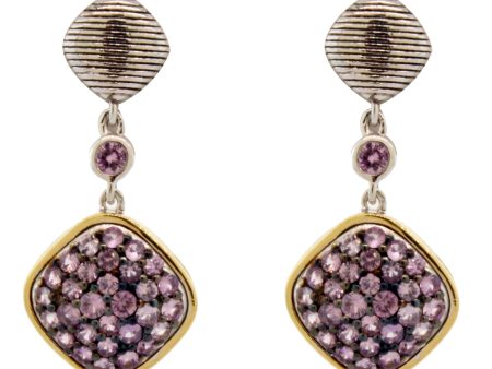 Sterling Silver & 18k Yellow Gold Purple Sapphire Cushion Earrings (.95ct) Sale