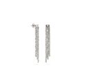 18k White Gold 2mm Triple Classic Moon Bead Drop Earrings For Sale