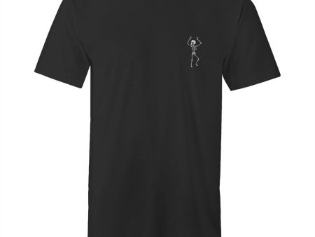 Men s Long Styled Dancing Skeleton Pocket T-shirt on Sale