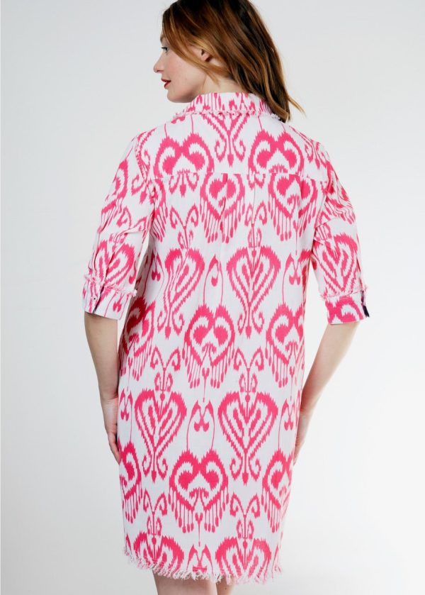 Chatham Dress - Pink White Ikat Online