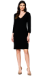 Vanessa Milano-Knit 3 4 Sleeves Sheath Dress - Black Discount