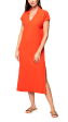 Grace Vertical Rib Knit Polo Midi Dress; Bright Orange For Discount