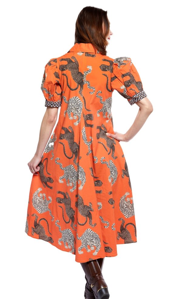 Montauk Dress - Rust With Big Cats For Sale