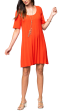 Stephanie Wave Rib Knit Short Sleeved Swing Dress; Bright Orange For Cheap