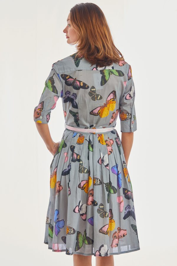 Mrs Maisel Dress - Grey Butterflies Cheap