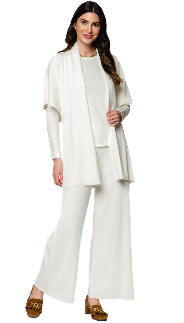 Briana Wide-Leg Milano-Knit Pants - Winter White Sale