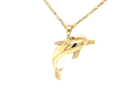 14k Gold Diamond Dolphin Pendant Sale