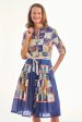 Mrs Maisel Dress - Navy Box Print with Butterflies Discount