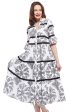 Miami Midi Dress - Black White Paisley With Black Ribbon Trim Discount