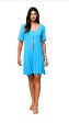 Stephanie Wave Rib Knit Short Sleeved Swing Turquoise Dress Online