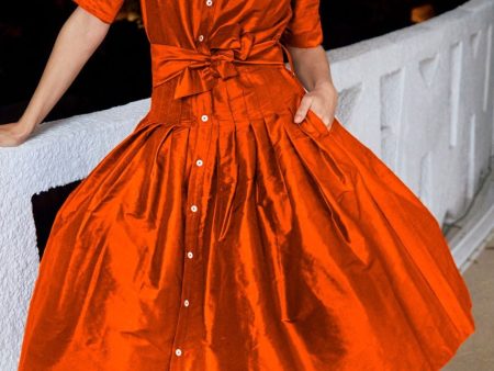 Mrs Maisel Silk Dress - Orange Online Sale