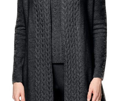 Leana Cable-Knit Belted Coat - Anthracite Online Hot Sale