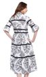 Miami Midi Dress - Black White Paisley With Black Ribbon Trim Discount