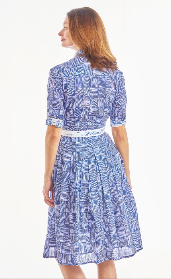 Mrs Maisel Dress - Navy White Criss Cross Boxes For Cheap