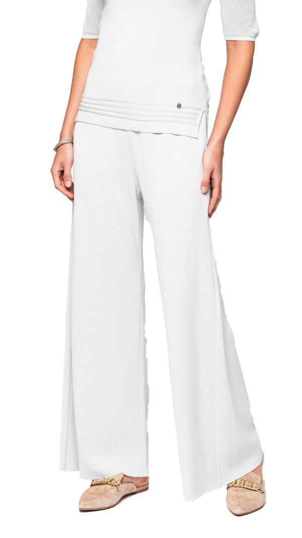 Briana Wide-Leg Milano-Knit Pants - White Hot on Sale