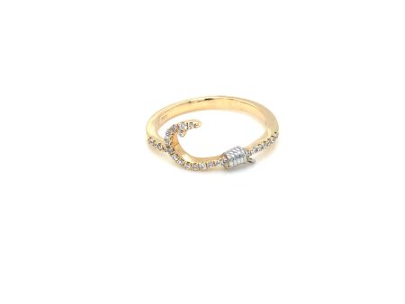 14k Gold Fish Hook Ring with Diamonds Supply