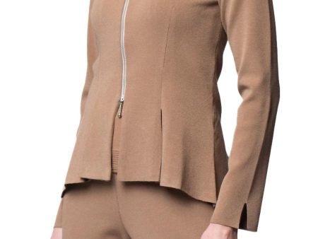 Nikkie Flat-Knit Zip Jacket - Mocha Discount