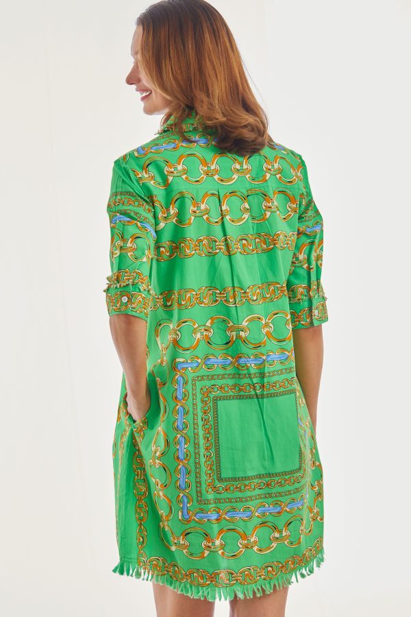 Chatham Dress - Green Blue Link Print Online now