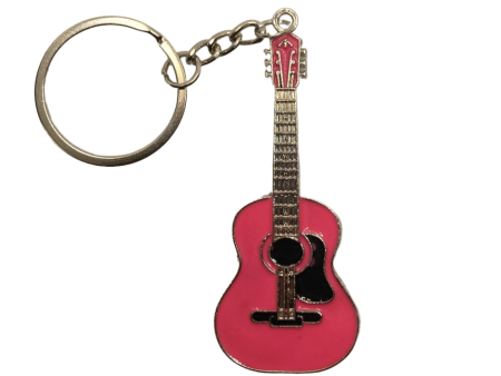 Acoustic Guitar Keychain - Pink Online