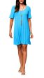 Stephanie Wave Rib Knit Short Sleeved Swing Turquoise Dress Online