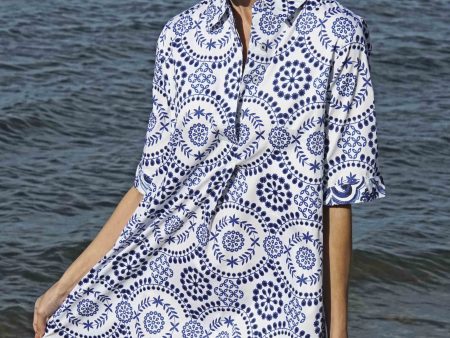 Monterey Dress - Blue White Americana Print Supply