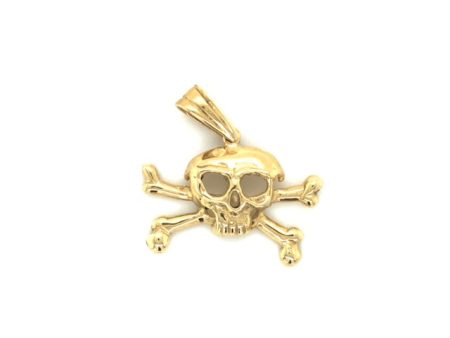 14k Gold Skull and Cross Bones Pendant For Discount