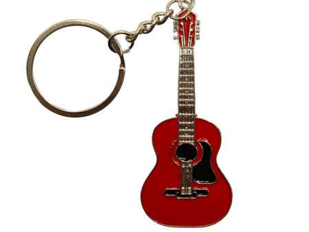 Acoustic Guitar Keychain - Red Online Hot Sale