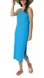 Betsy Vertical Rib Knit Sleeveless Mid-Calf Sheath Dress - Turquoise Online Hot Sale