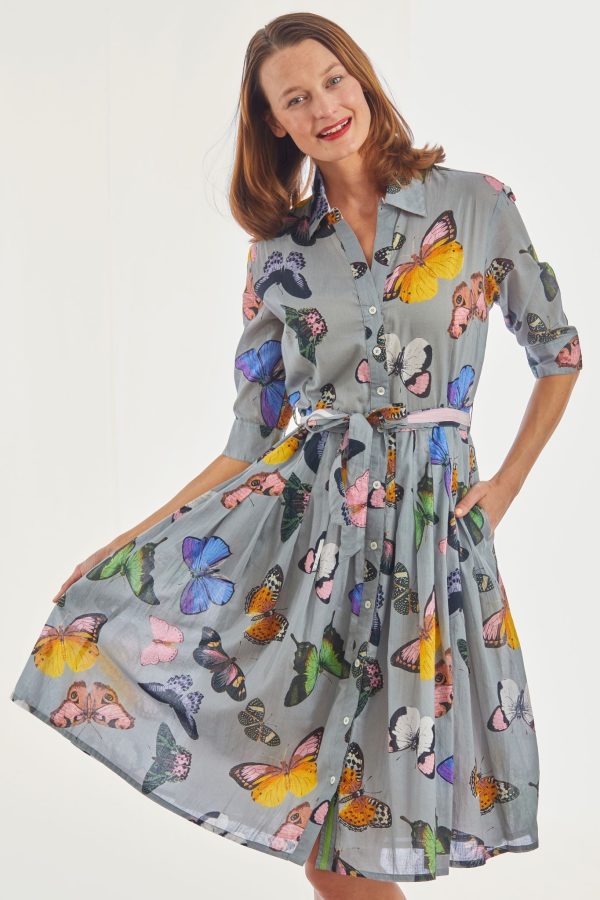 Mrs Maisel Dress - Grey Butterflies Cheap