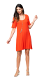 Stephanie Wave Rib Knit Short Sleeved Swing Dress; Bright Orange For Cheap