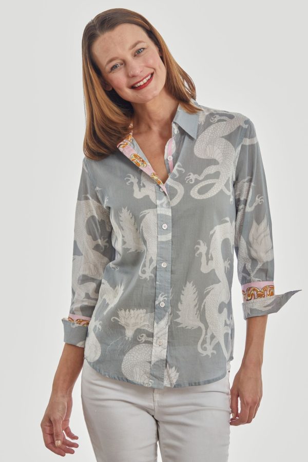 Rome 3 4 Sleeve Shirt - Grey Dragons For Cheap