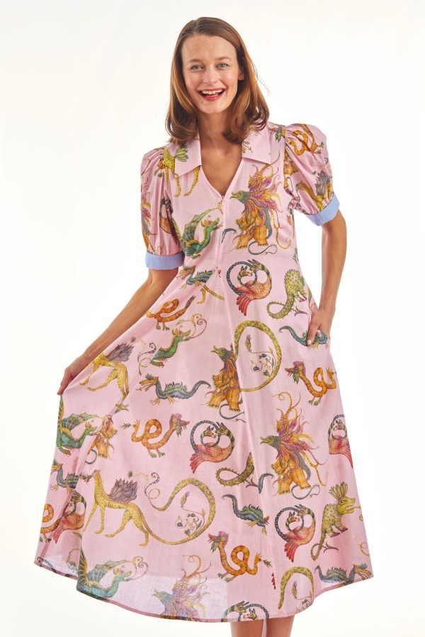 Montauk Dress - Pink With Mythical Creatures Cheap