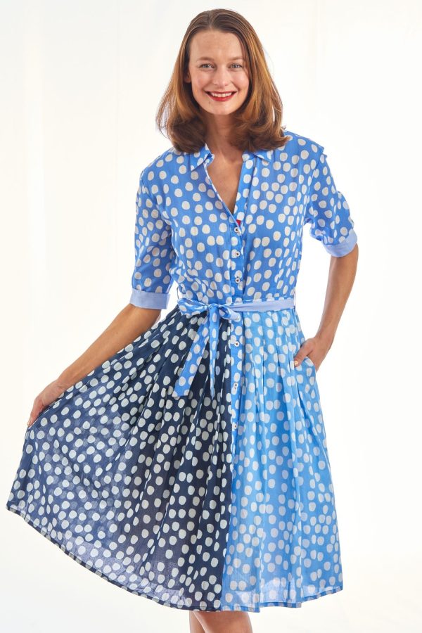 Mrs Maisel Dress - 3 Tone Polka Dots Blues Online Sale