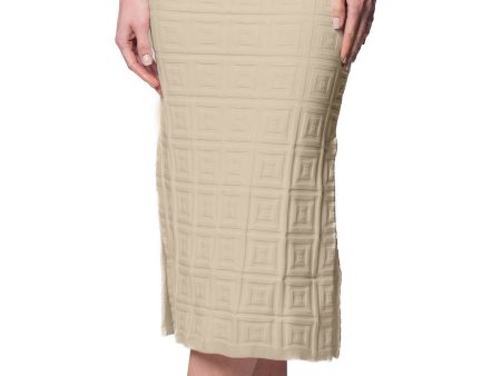 Sabrina Square Pattern Midi Straight Skirt - Warm Beige on Sale