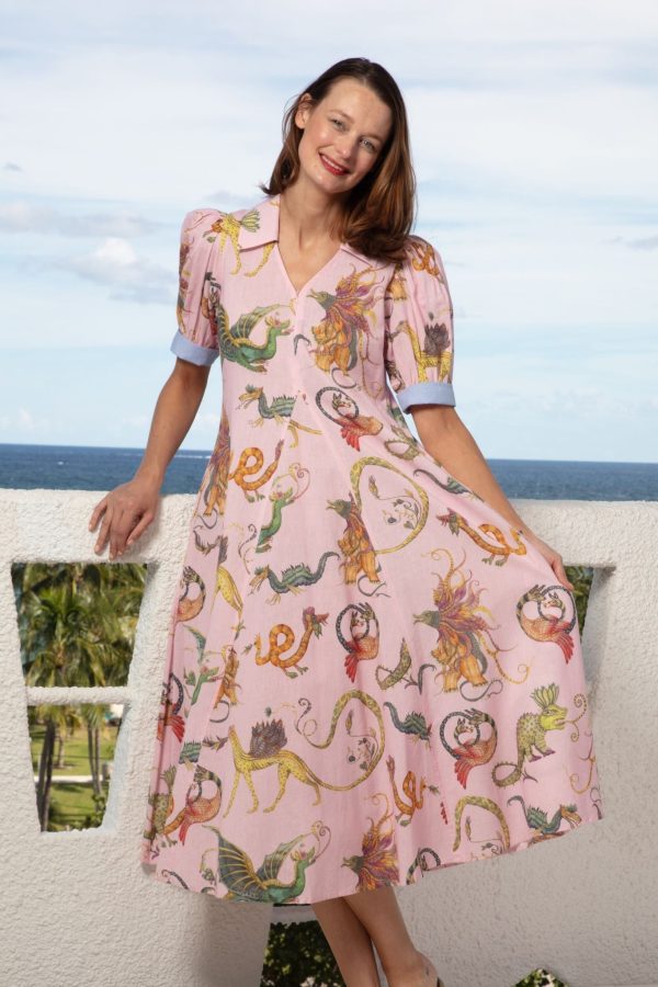 Montauk Dress - Pink With Mythical Creatures Cheap