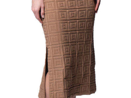 Sabrina Square Pattern Midi Straight Skirt - Mocha For Sale